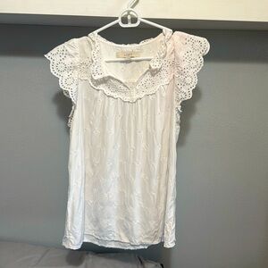 Loft White Eyelet Lace Women's Top